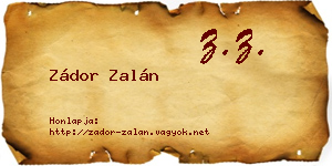 Zádor Zalán névjegykártya